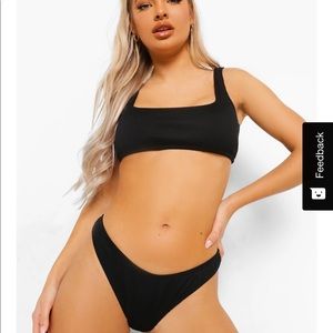 NWOT Ribbed Black Two-Piece Boohoo Bikini